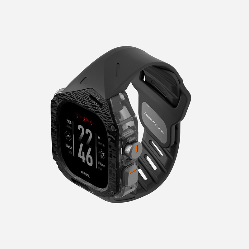 Aulumu A01 Case with Band for Apple Watch Ultra 1/2/3 | Carbon Fiber Cover | FKM Band