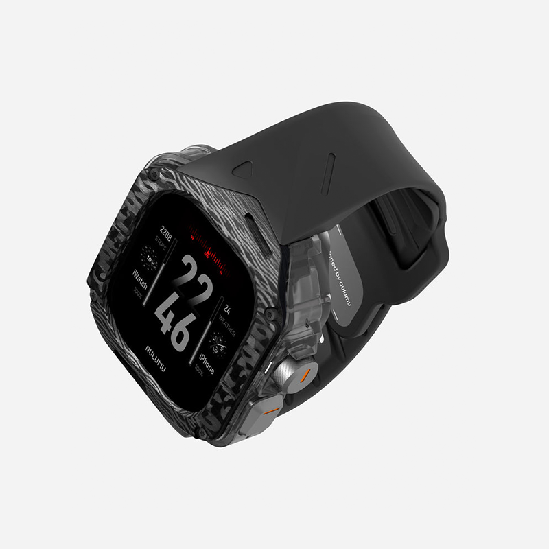 Aulumu A01 Case with Band for Apple Watch Ultra 1/2/3 | Carbon Fiber Cover | FKM Band