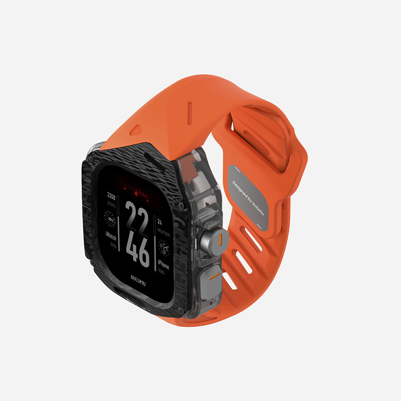 Aulumu A01 Case with Band for Apple Watch Ultra 1/2/3 | Carbon Fiber Cover | FKM Band