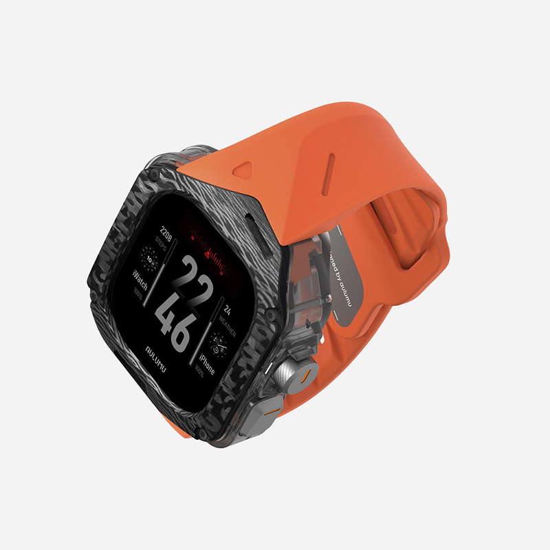 Aulumu A01 Case with Band for Apple Watch Ultra 1/2/3 | Carbon Fiber Cover | FKM Band