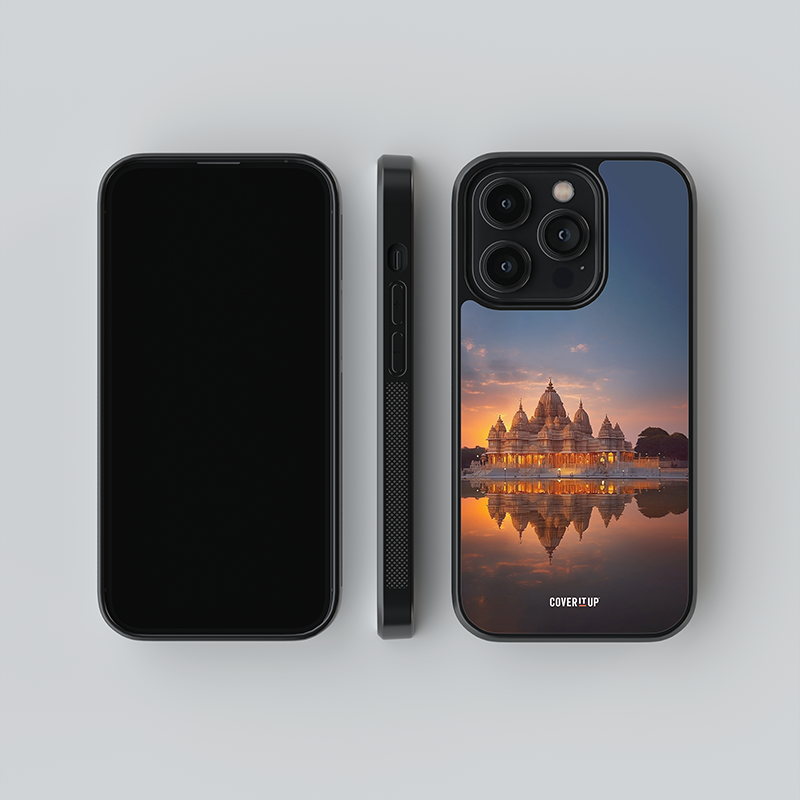 Ayodhya Temple Sunset Glass case