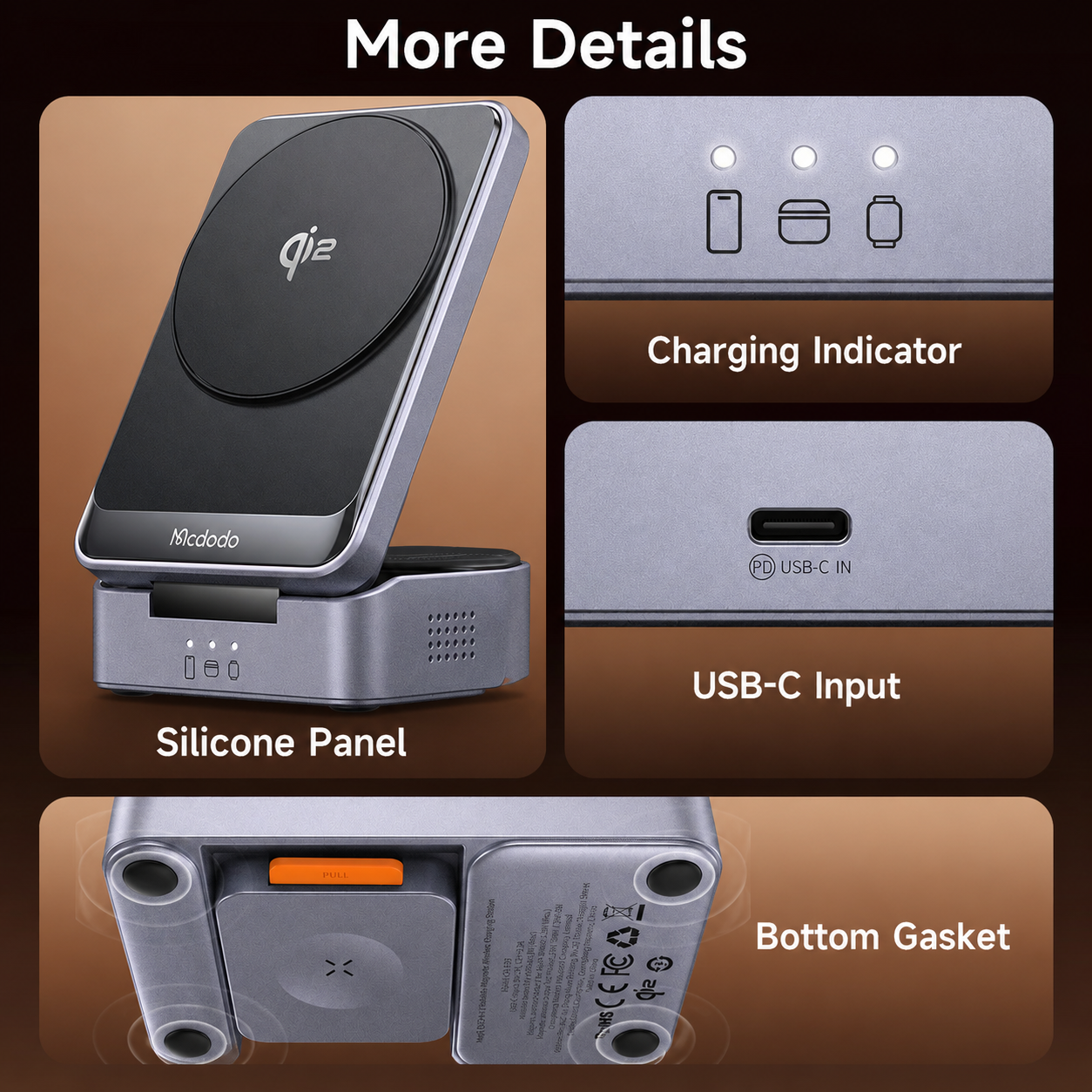 Mcdodo MagQ Qi2 Foldable 3 in 1 Magnetic Wireless Charging Station with 33W charger(EU plug) (Qi2 Officially Certified)
