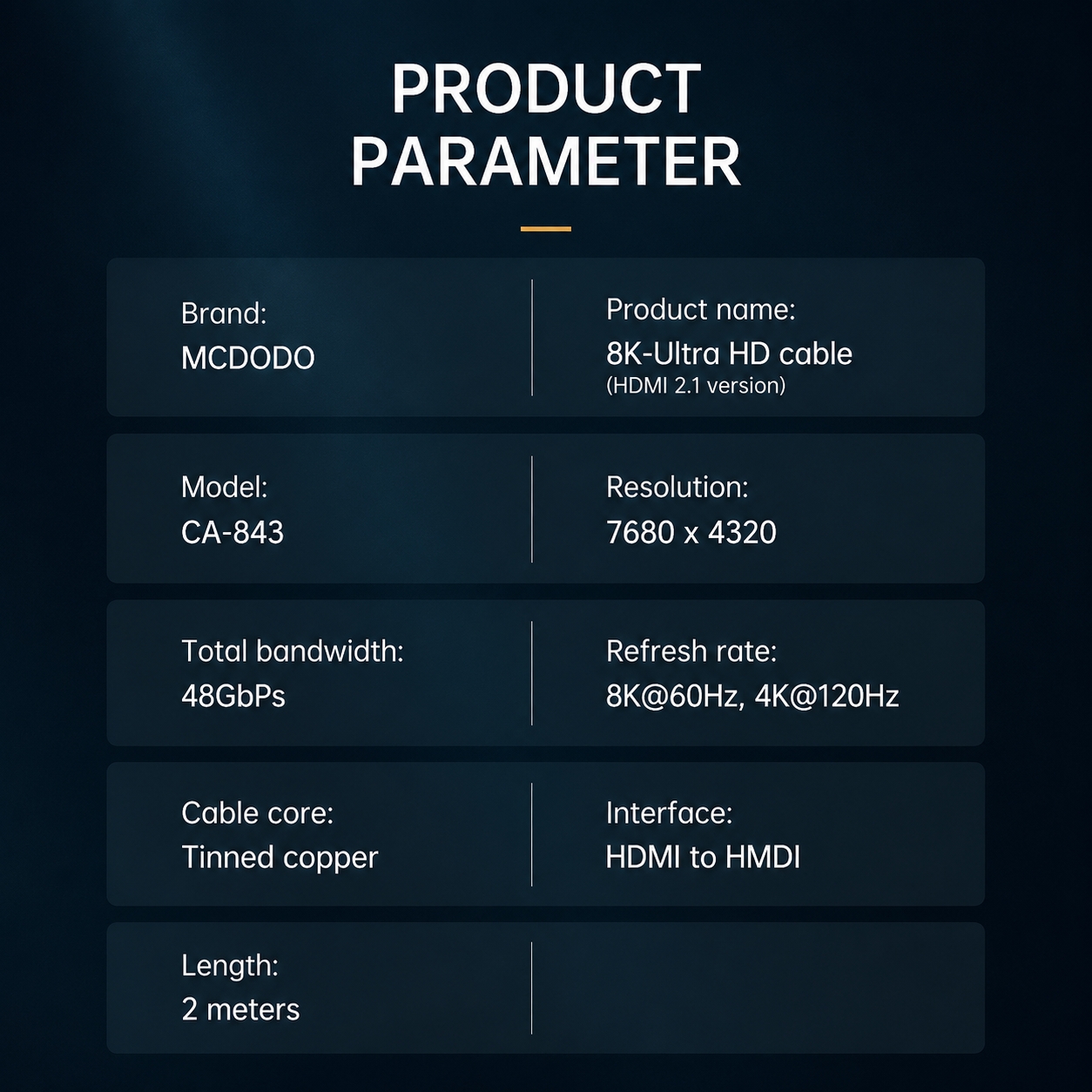 Mcdodo 8K HDMI to HDMI 2.1 Cable 2m