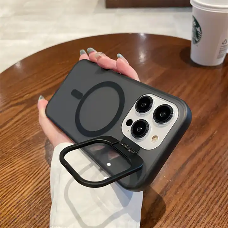 Luxury Smoky matt kickstand camera Phones Case with Magsafe - iPhone 15 Series