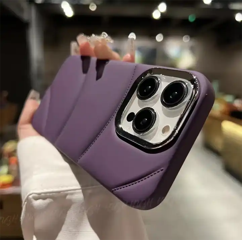 Velvet touch Soft down jacket Mobile Phone Puffer Cases