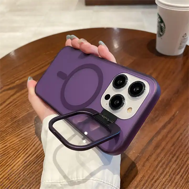 Luxury Smoky matt kickstand camera Phones Case with Magsafe - iPhone 15 Series