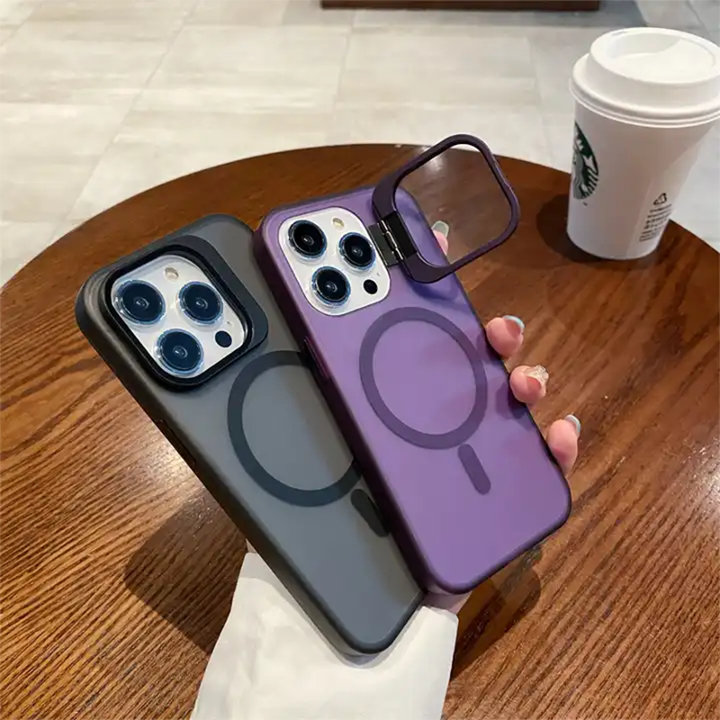Luxury Smoky matt kickstand camera Phones Case with Magsafe - iPhone 15 Series