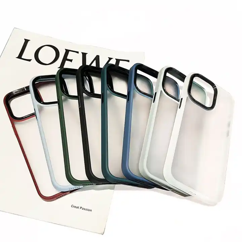 Smoky Elegance Protective Case with Metal Camera Ring for iPhone 14 Series