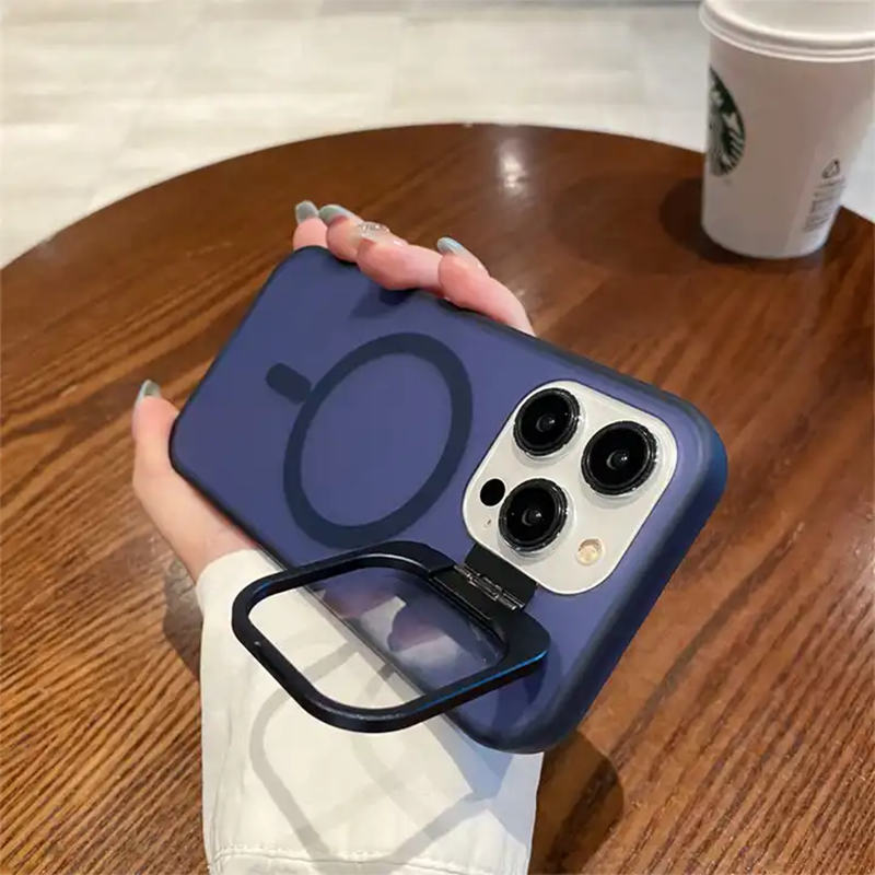 Luxury Smoky matt kickstand camera Phones Case with Magsafe - iPhone 15 Series