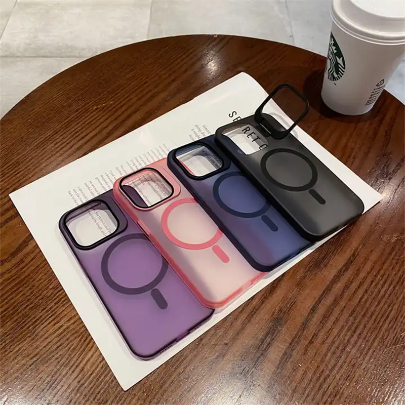 Luxury Smoky matt kickstand camera Phones Case with Magsafe - iPhone 15 Series