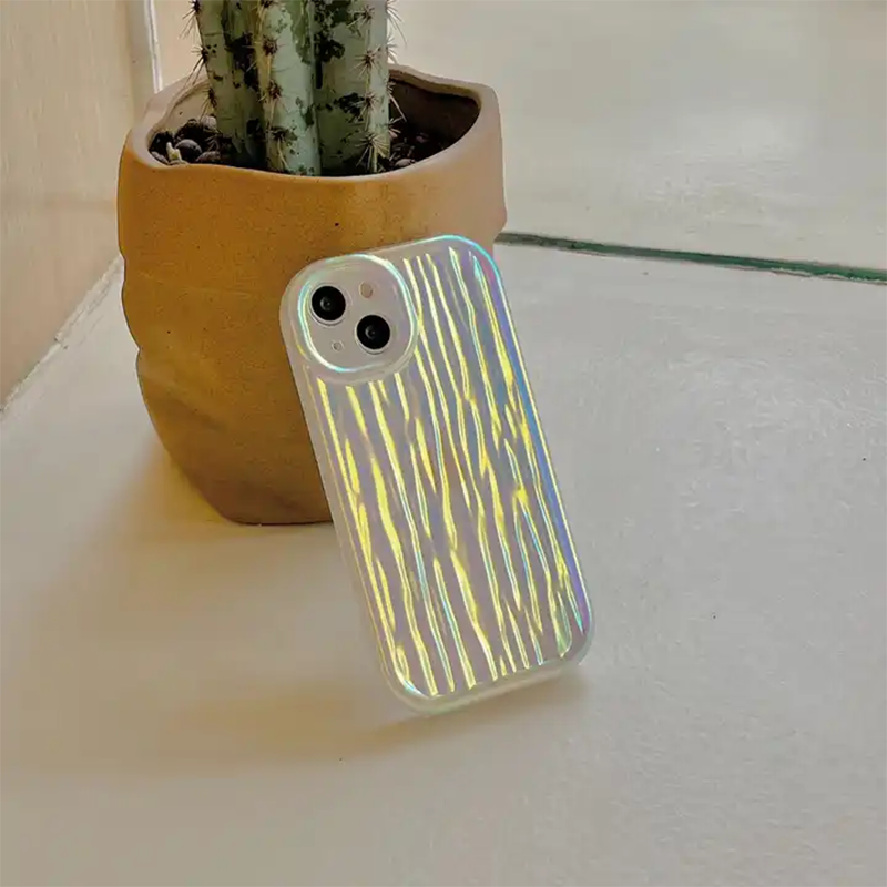 Glossy Gradient Color Laser 3D Stripes Soft TPU Phone Case