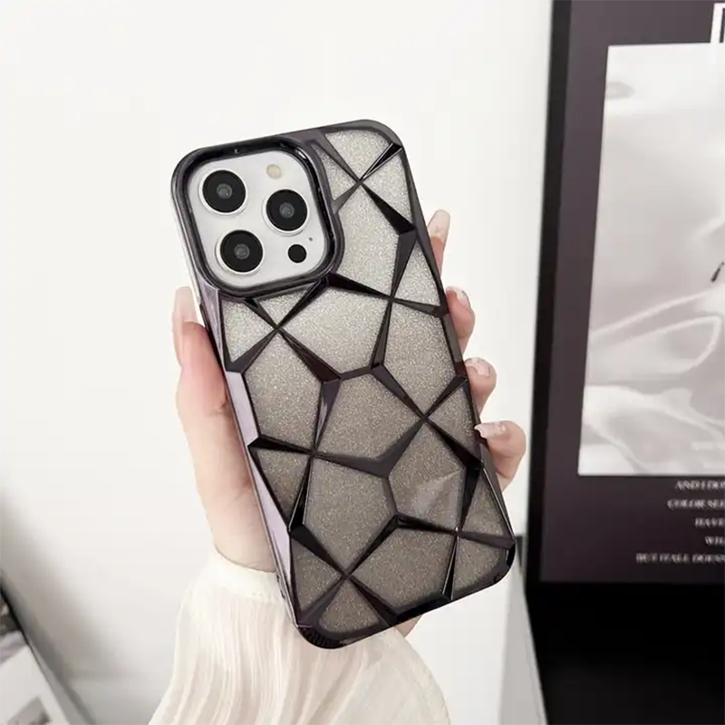 Colorful Plating Border Metal Shell Finish Marble Pattern Case