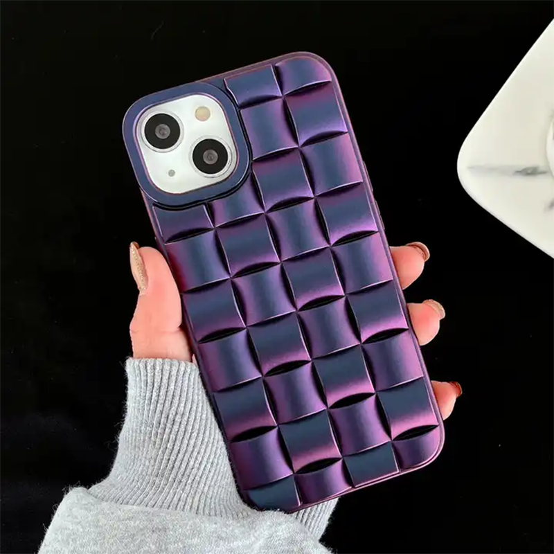 3D Checks Pattern Grid Case for iPhone 14 series