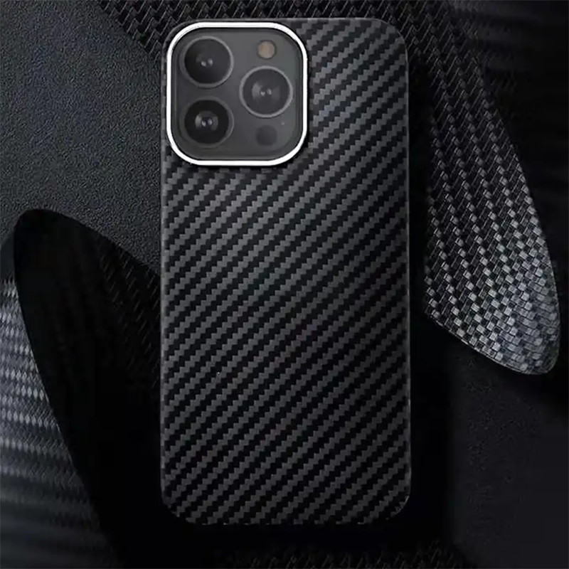Thin Carbon Fiber Texture finish Metal side With Magsafe Case For iPhone 15 Pro