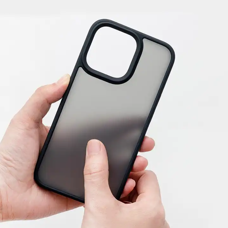 Smoky Elegance Protective Case with Metal Camera Ring for iPhone 14 Series