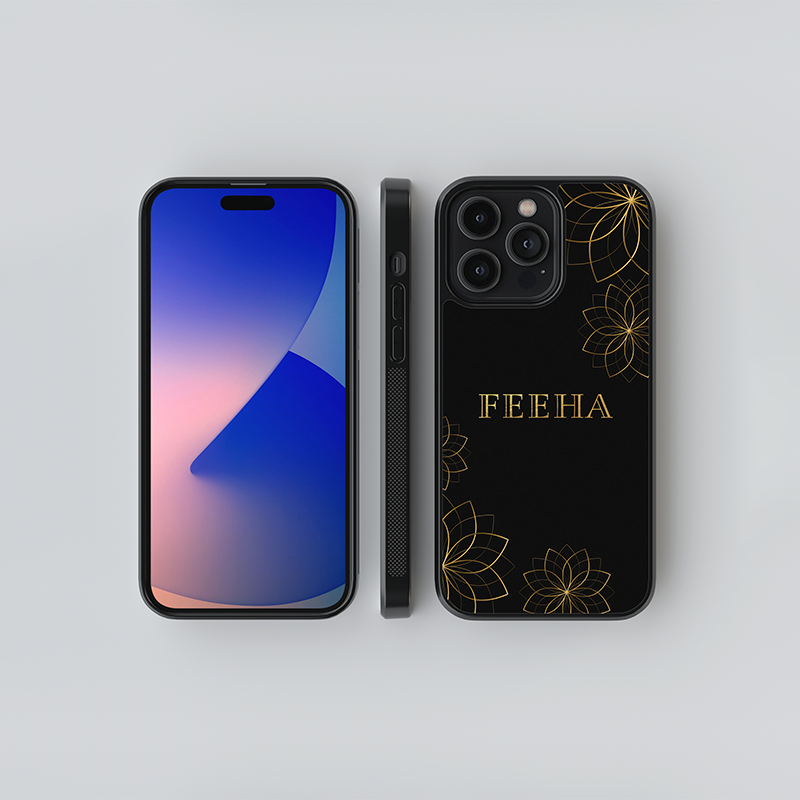 Custom Floral Glimmer Glass case