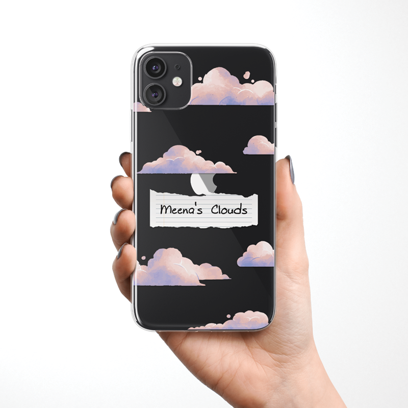 Custom Purple Clouds Clear Silicone Case