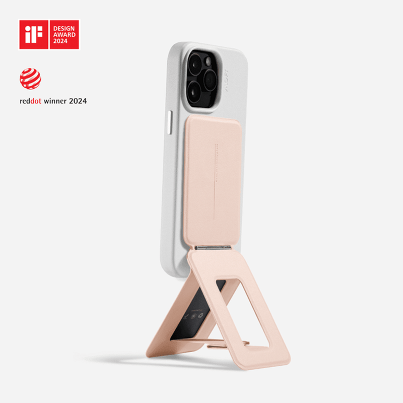 Moft Snap Phone Tripod Stand - Compatible Models: iPhone 12/13/14/15/16/17 series (Plus/Pro/Pro Max) and MagSafe-compatible cases. Works with non-MagSafe phones using the included metal ring.