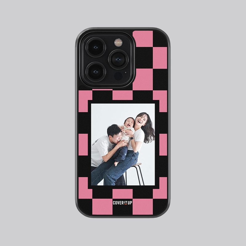 Custom Polaroid Photo Glass Case – Checkerboard Edition
