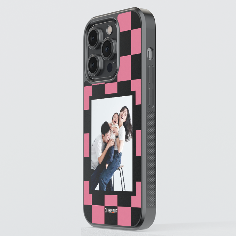 Custom Polaroid Photo Glass Case – Checkerboard Edition