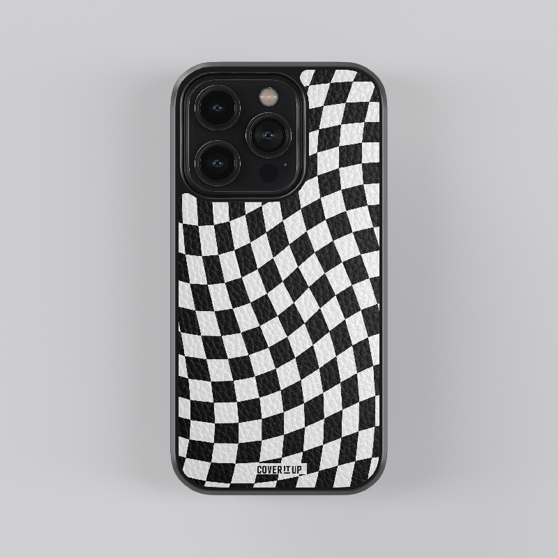 Black And White Checkered Leather Case