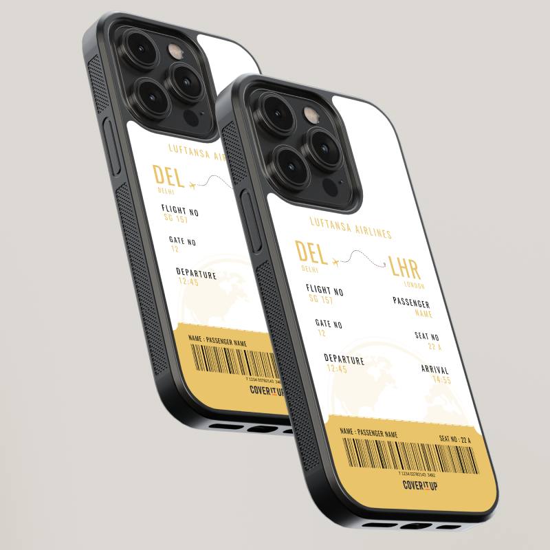 Customise Your Boarding Pass Yellow Ticket Glass Case