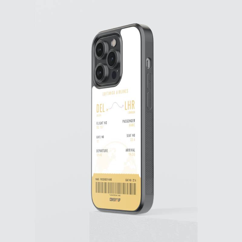 Customise Your Boarding Pass Yellow Ticket Glass Case