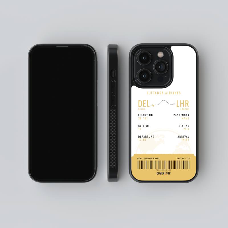 Customise Your Boarding Pass Yellow Ticket Glass Case