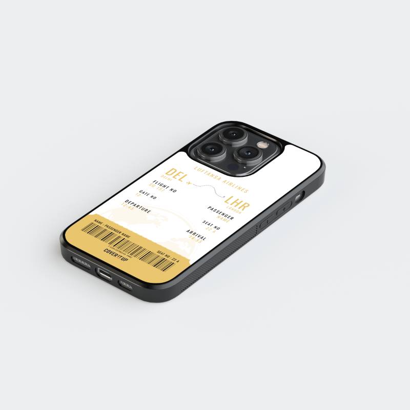 Customise Your Boarding Pass Yellow Ticket Glass Case