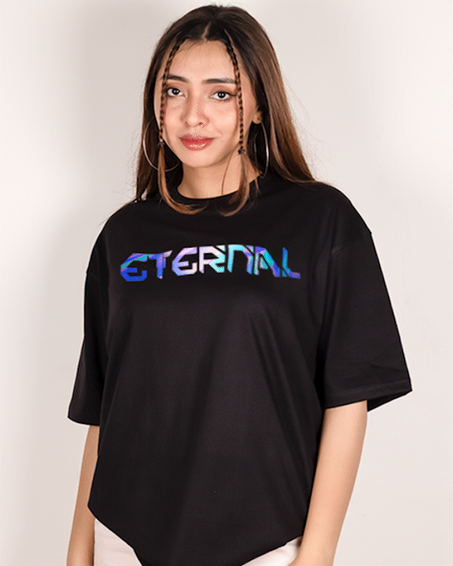 Custom Holographic Reflective Foil over Sized T-shirt