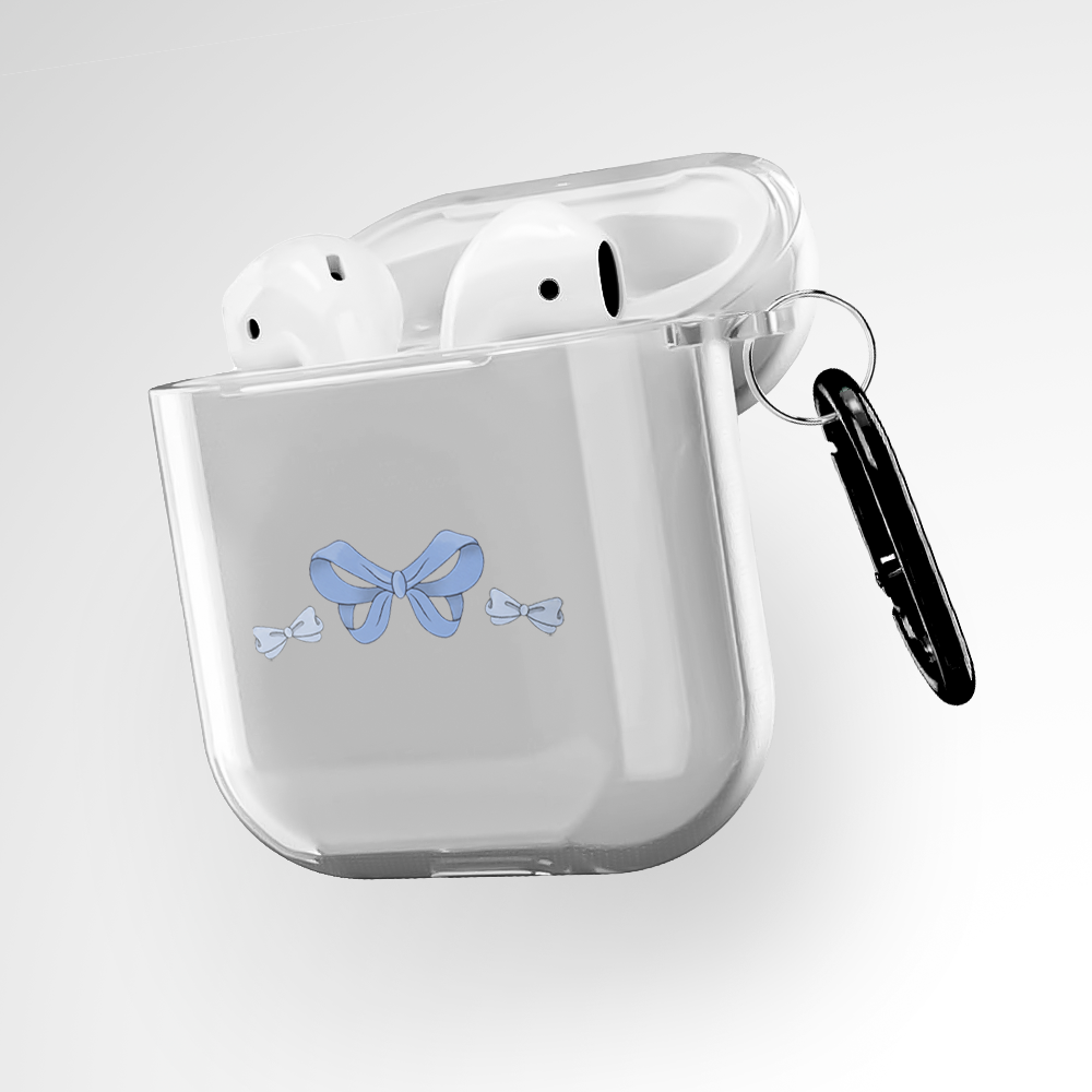 Baby Blue Bow Clear Airpods 1st Gen Case Covers