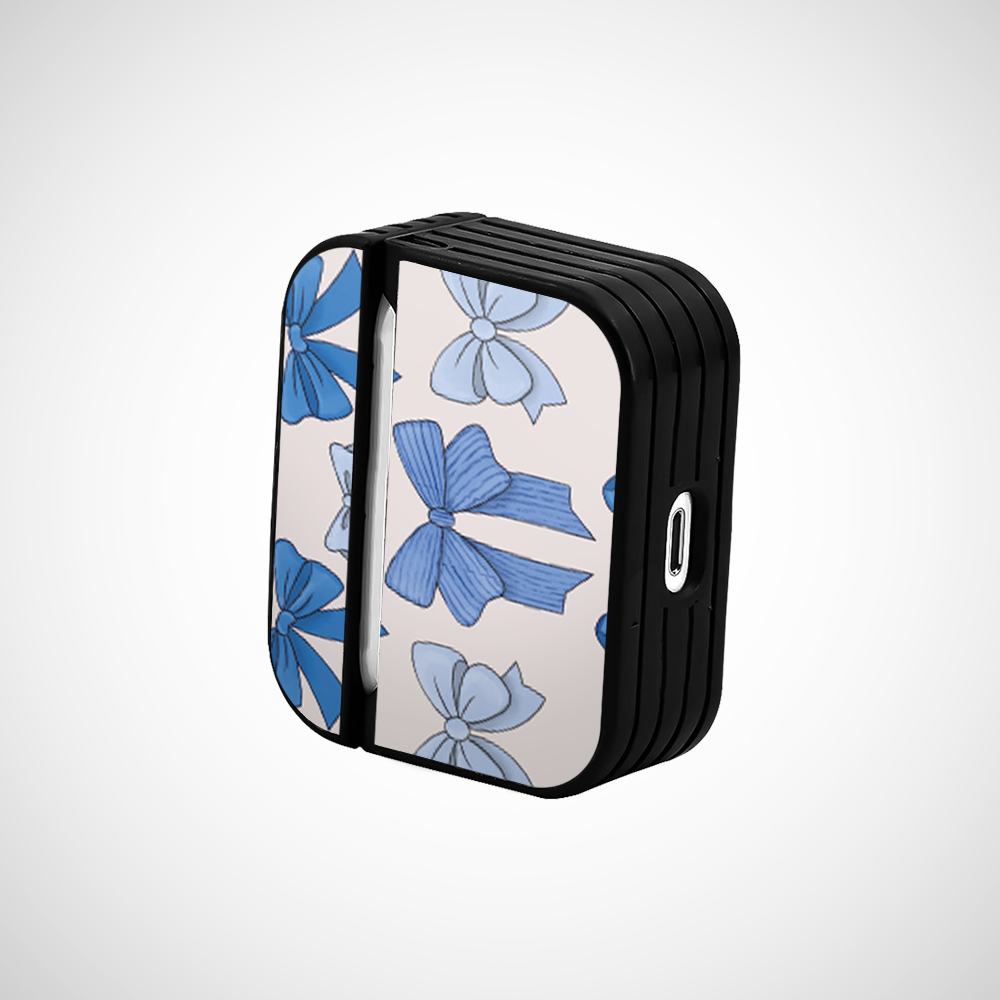 Aesthetic Blue Bow Glass Airpods Pro Case Covers