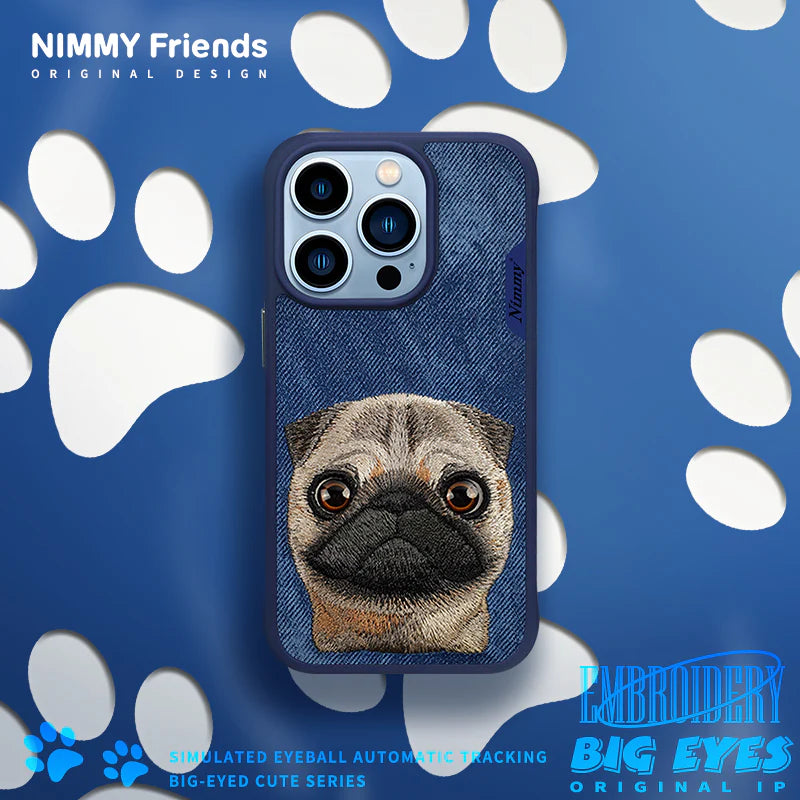 Nimmy Adorable Big Eye Cute Animal Embroidery PU Leather Case