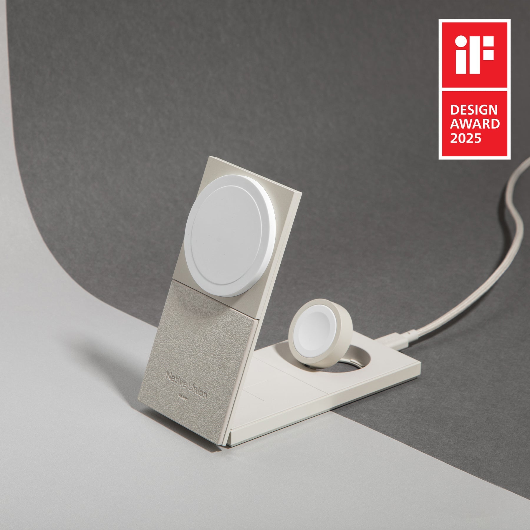 Native union Rise 3-in-1 Magnetic Wireless Charger The space-saving Qi2 charging stand for your iPhone, AirPods & Apple Watch