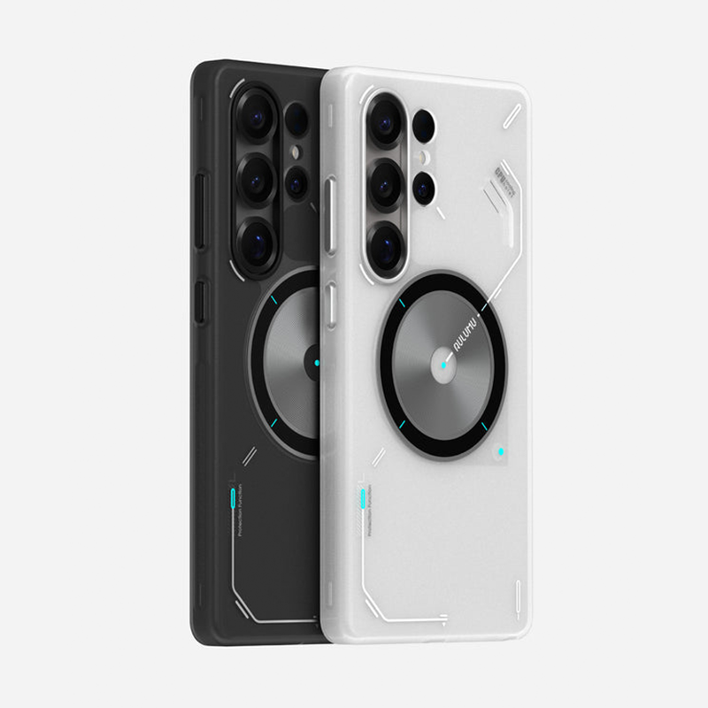 Aulumu S25 Frosted Case for Samsung Galaxy S25 Ultra | Subtle Glow-in-the -Dark | Translucent Gray & White | Magnetic