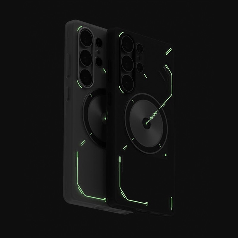 Aulumu S25 Frosted Case for Samsung Galaxy S25 Ultra | Subtle Glow-in-the -Dark | Translucent Gray & White | Magnetic