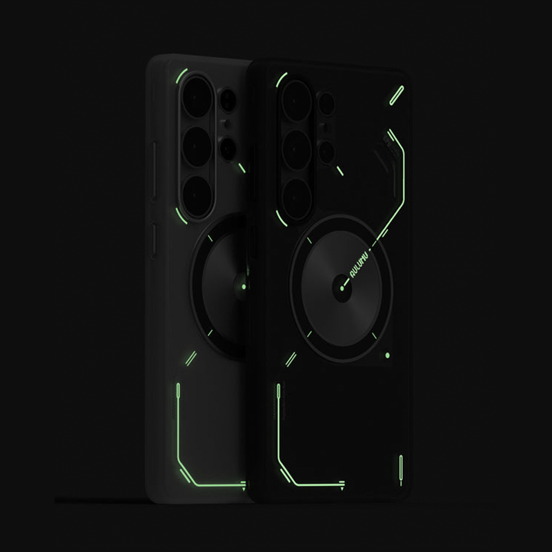 Aulumu S25 Frosted Case for Samsung Galaxy S25 Ultra | Subtle Glow-in-the -Dark | Translucent Gray & White | Magnetic