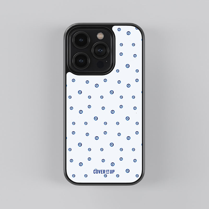 Evil Eye Pattern White Glass Case