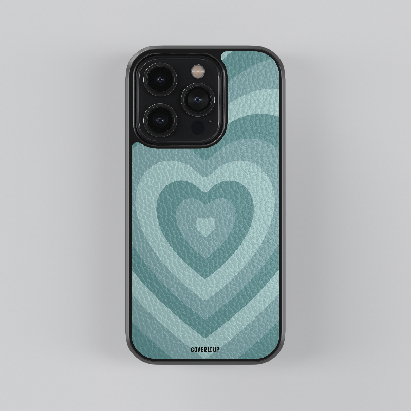Aqua Hearts Leather Case