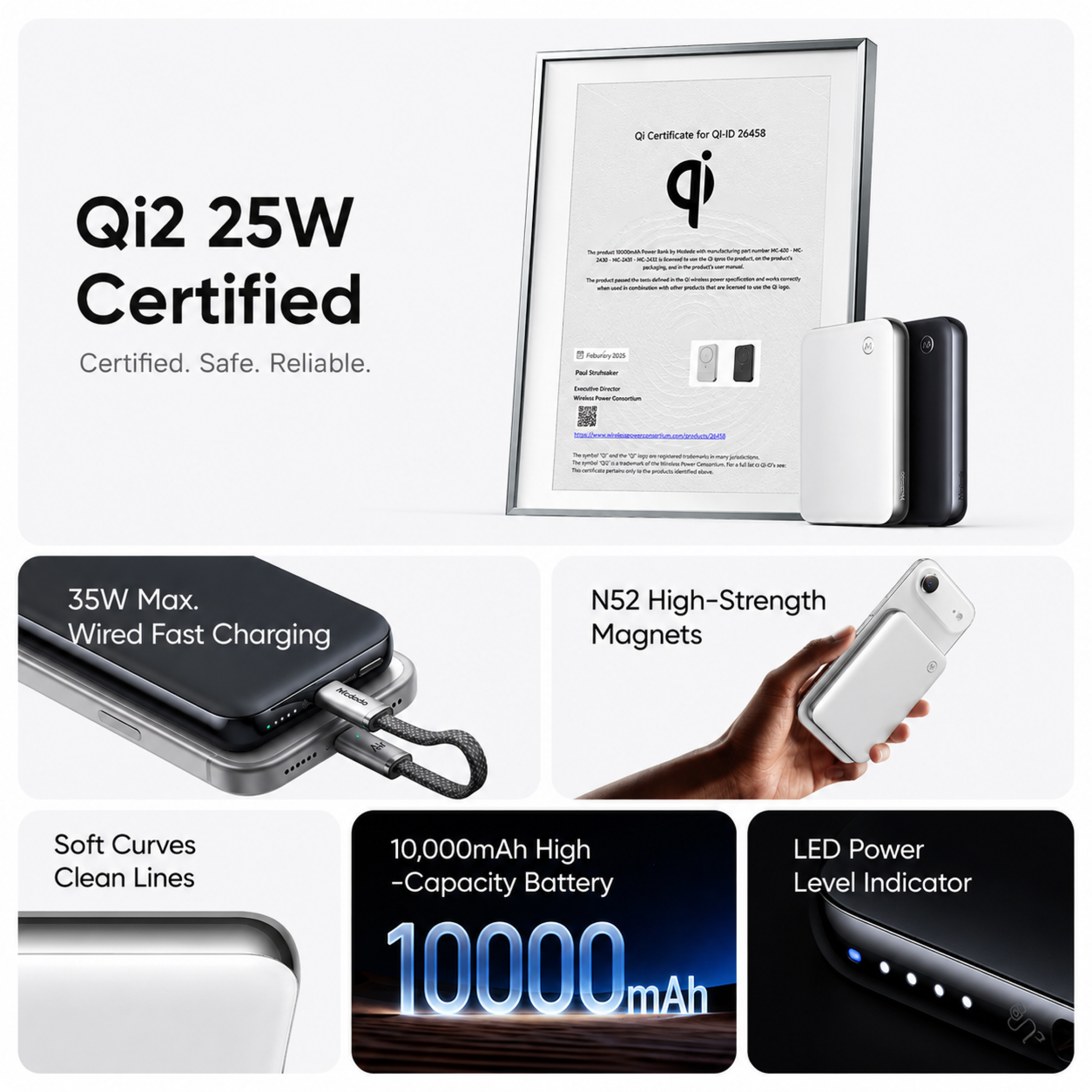 Mcdodo 10000mAh 35W Magnetic Wireless Power Bank