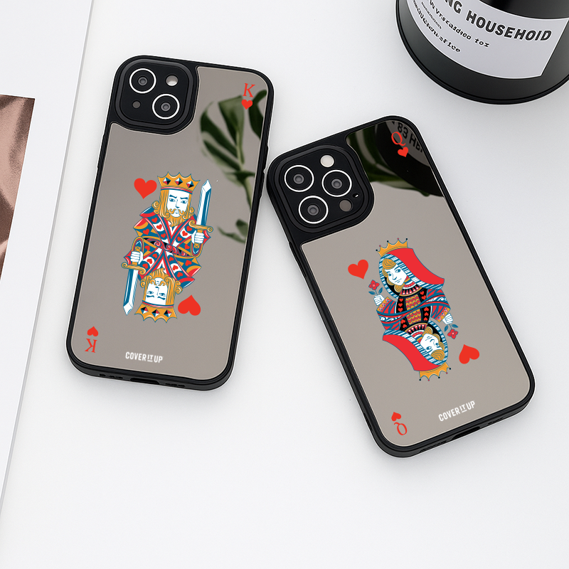 King And Queen Of Hearts Couple Mirror Phone Case