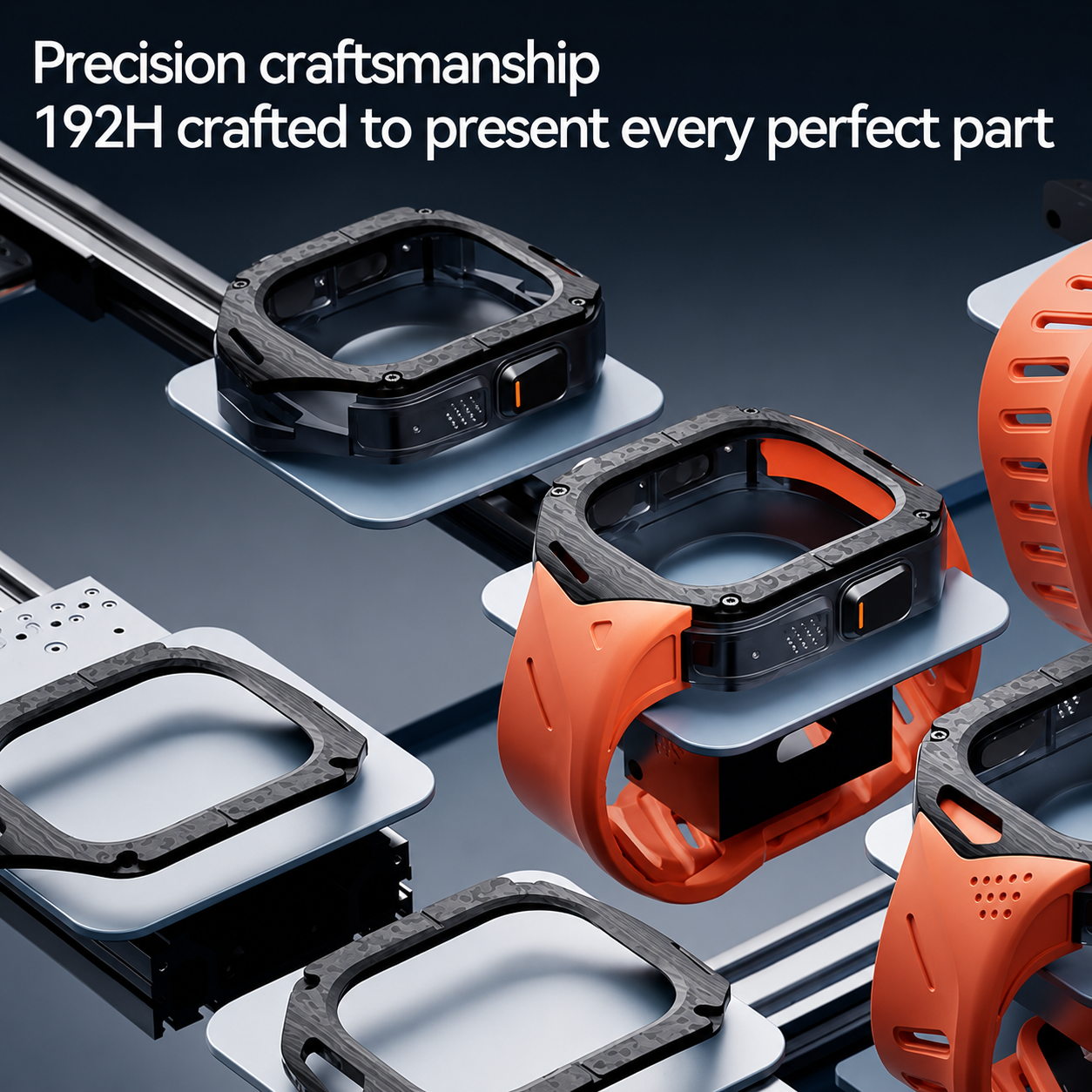 Aulumu A01 Case with Band for Apple Watch Ultra 1/2/3 | Carbon Fiber Cover | FKM Band