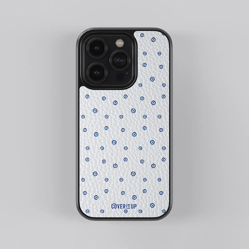 Evil Eye Pattern White Leather Case