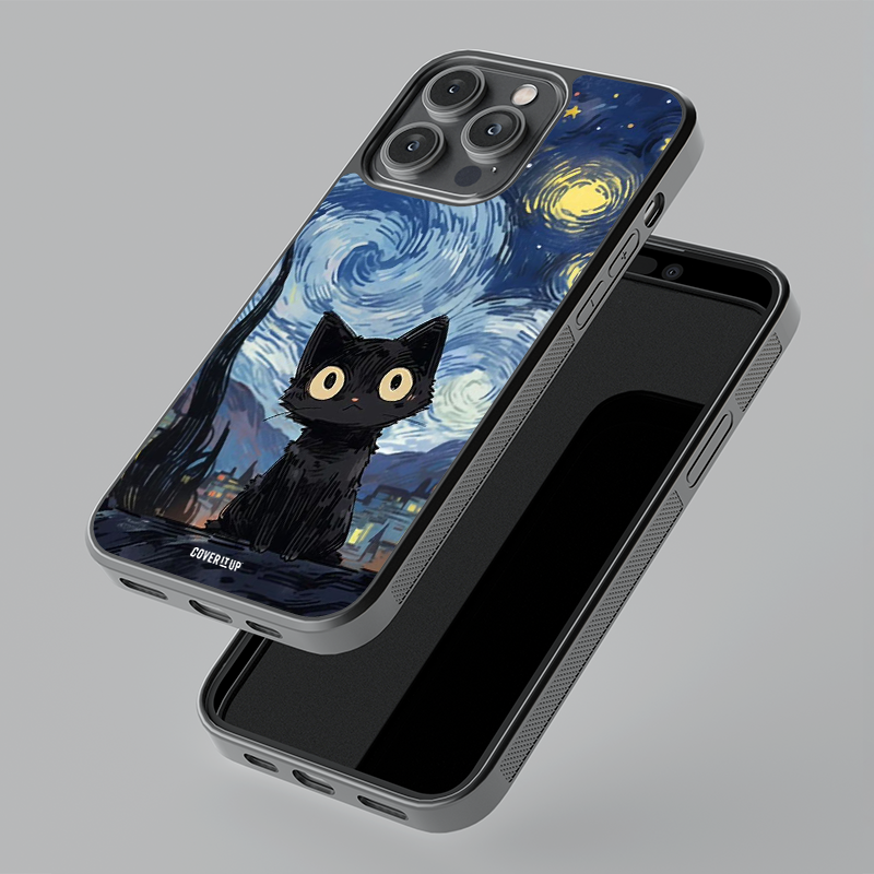 Starry Night Kitty Glass Case