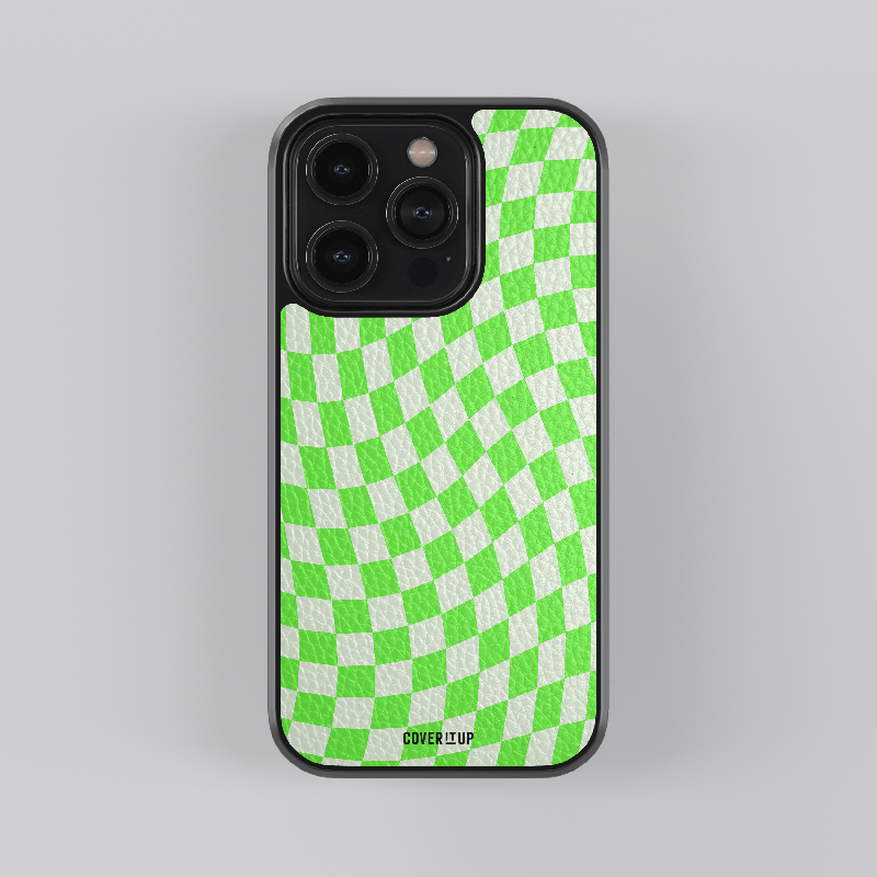 Green Checkered Leather Case