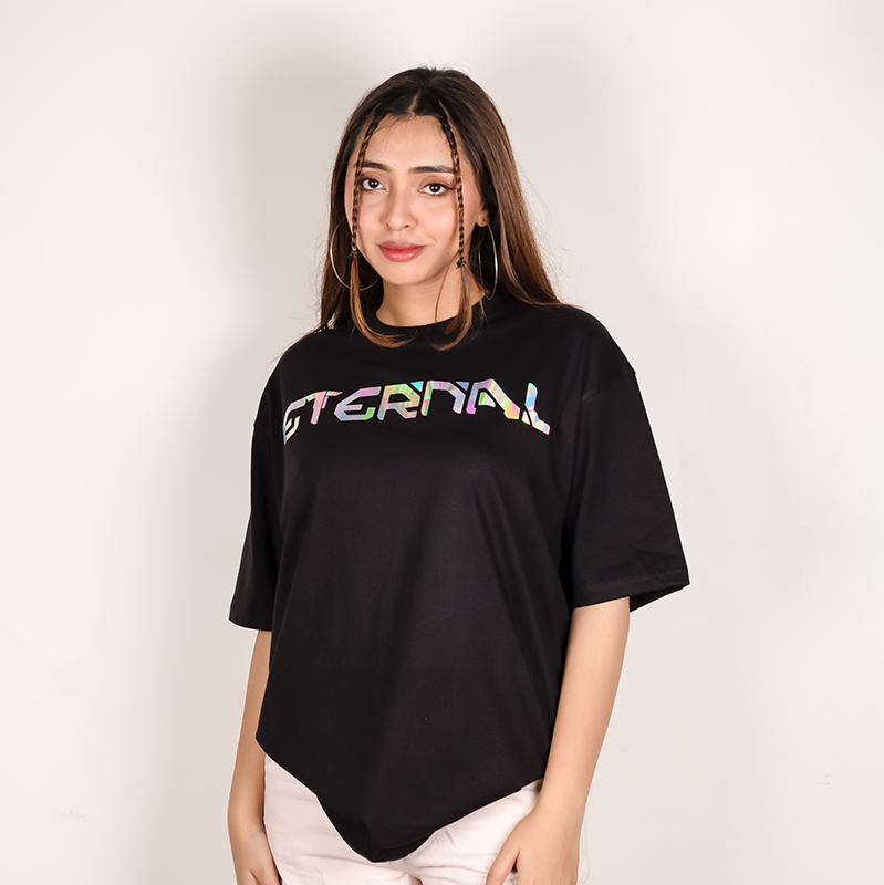 Custom Holographic Reflective Foil over Sized T-shirt