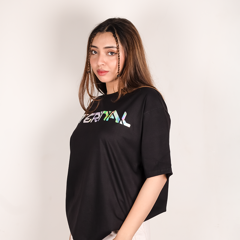 Custom Holographic Reflective Foil over Sized T-shirt