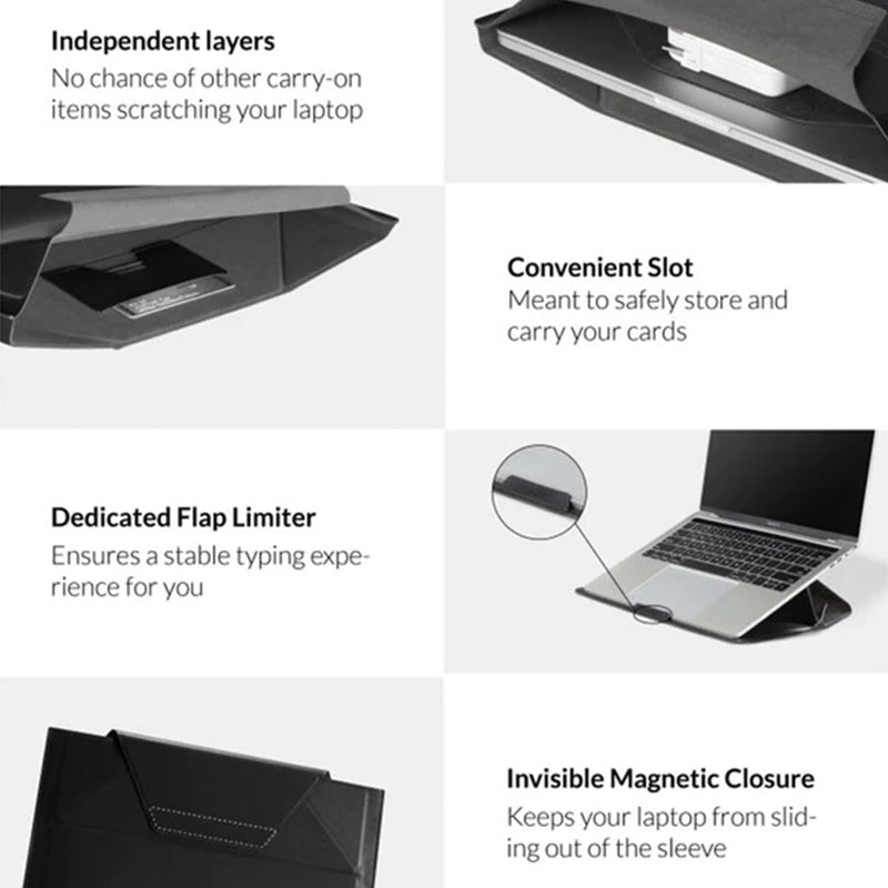 MOFT Ultra-Slim Laptop carry Sleeve: Elevate Your MacBook Experience with Expandable Storage, Adjustable Angles Compatible From -13.3 - 16 inch