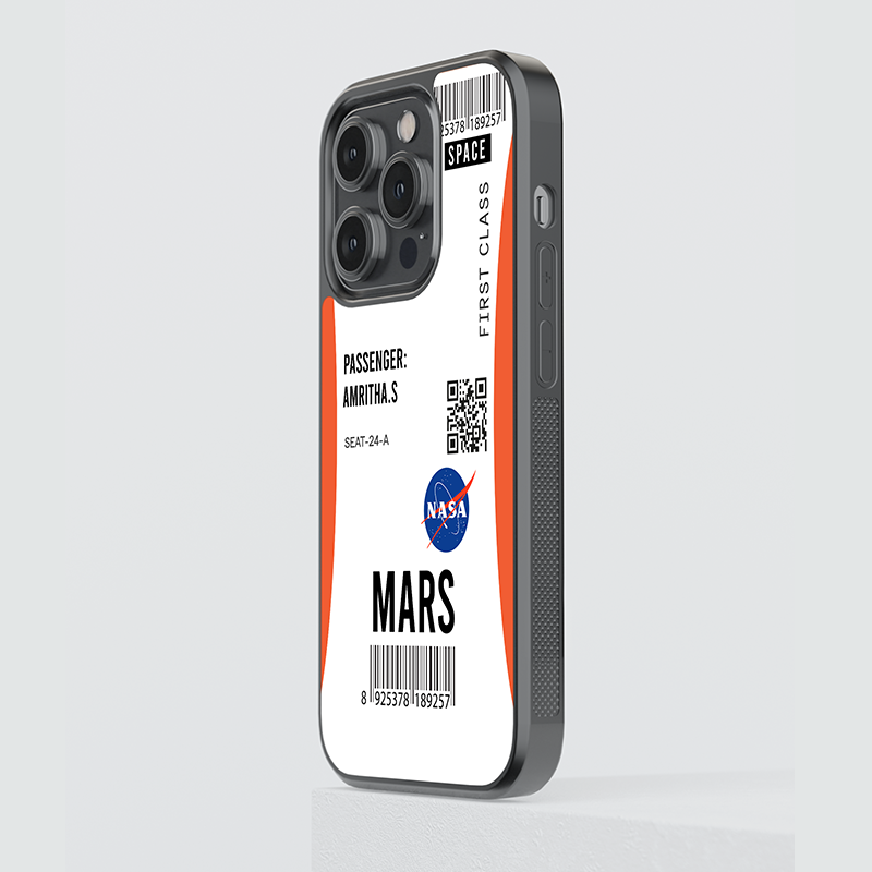 NASA Mission Mars Boarding Pass Custom Glass Case