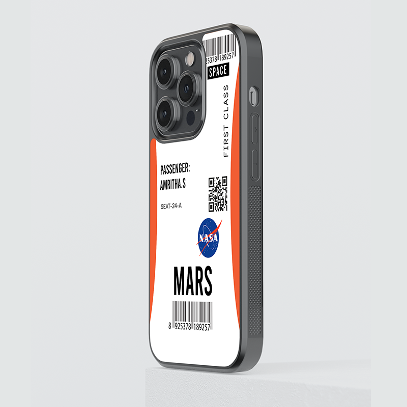 NASA Mission Mars Ticket Custom Glass Case